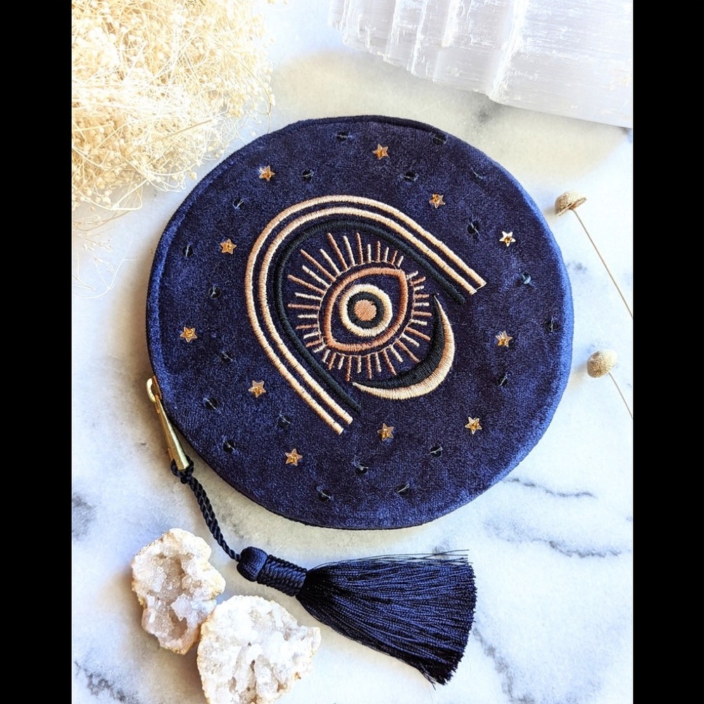 Third Eye Embroidered Velvet Pouch -Goddess Provisions